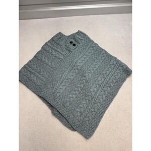 Aran Woollen Mills Sweater Cape Womens One Size Gray Merino Wool Cable Knit